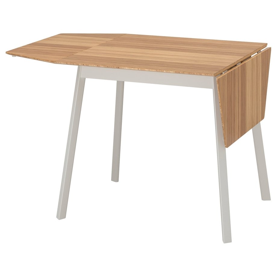 Bamboo Drop, Drop-leaf table, bamboo/white, 74/106/138x80 cm