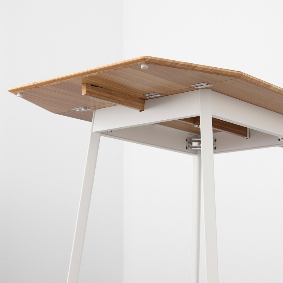 Bamboo Drop, Drop-leaf table, bamboo/white, 74/106/138x80 cm