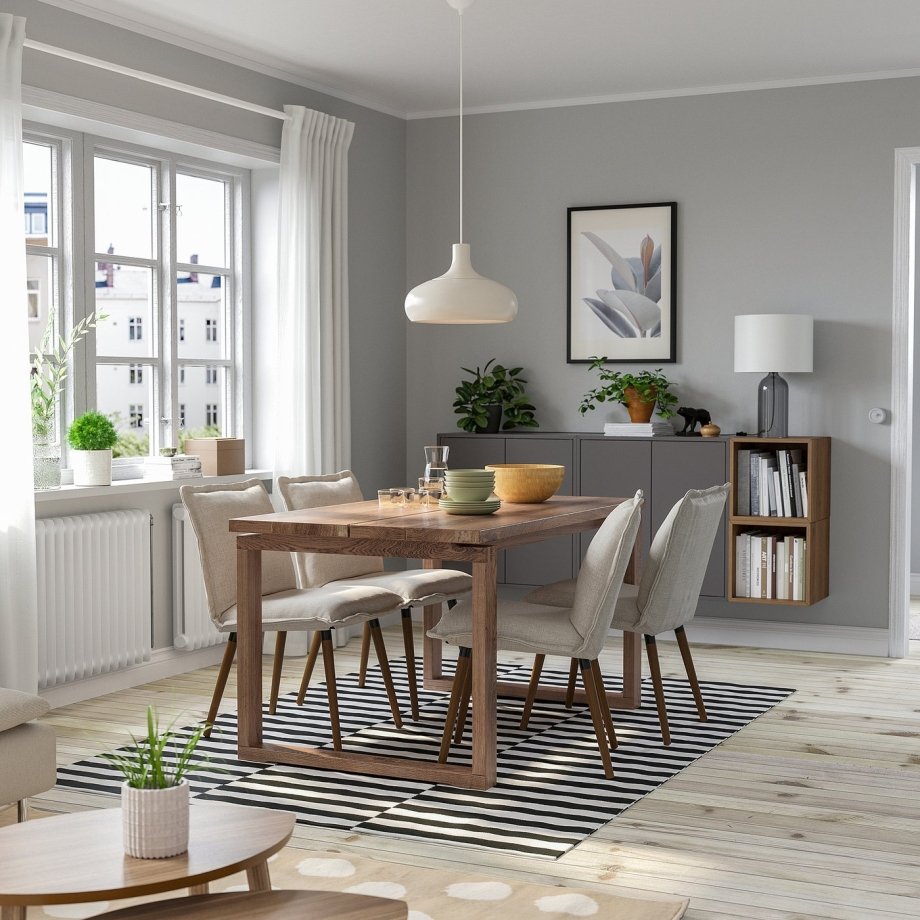 Oakford, Table, oak veneer brown stained, 140x85 cm