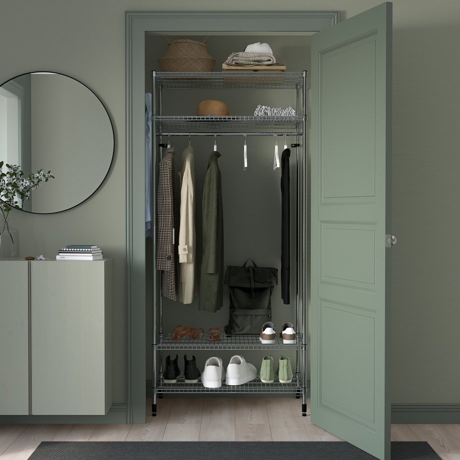 SteelHang, Shelving unit with clothes rail, galvanised, 92x50x201 cm
